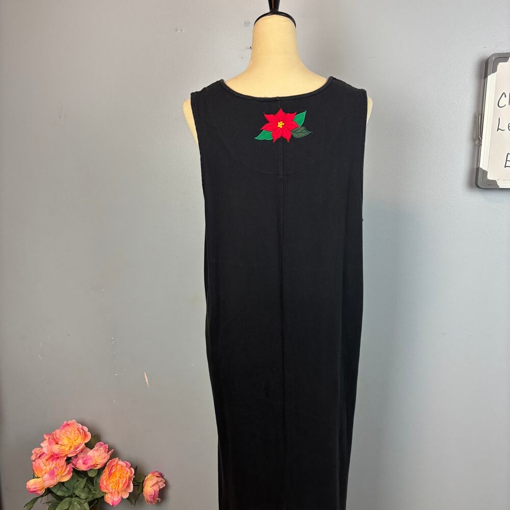 Vintage Bechamel Poinsettia Christmas Thick Jersey Knit Maxi Dress 100 Cotton LG - Picture 4 of 9